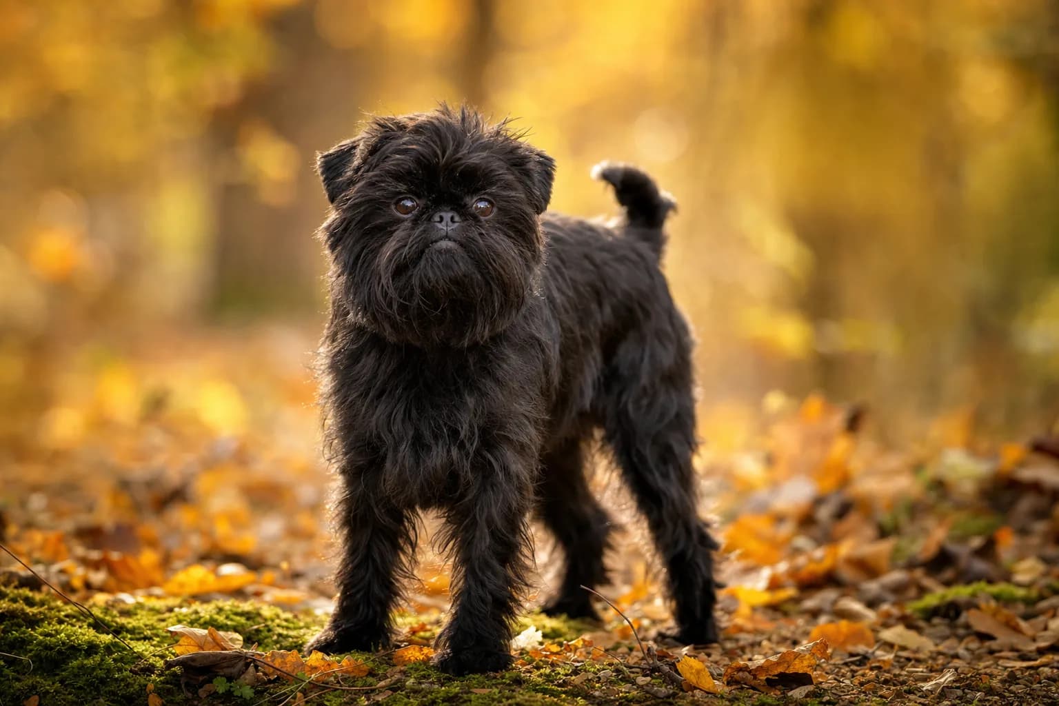 Affenpinscher (robe noir) adulte en extérieur